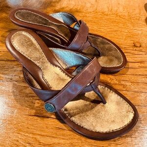 Cole Haan Tan Sandals with Metallic Gold Footbed